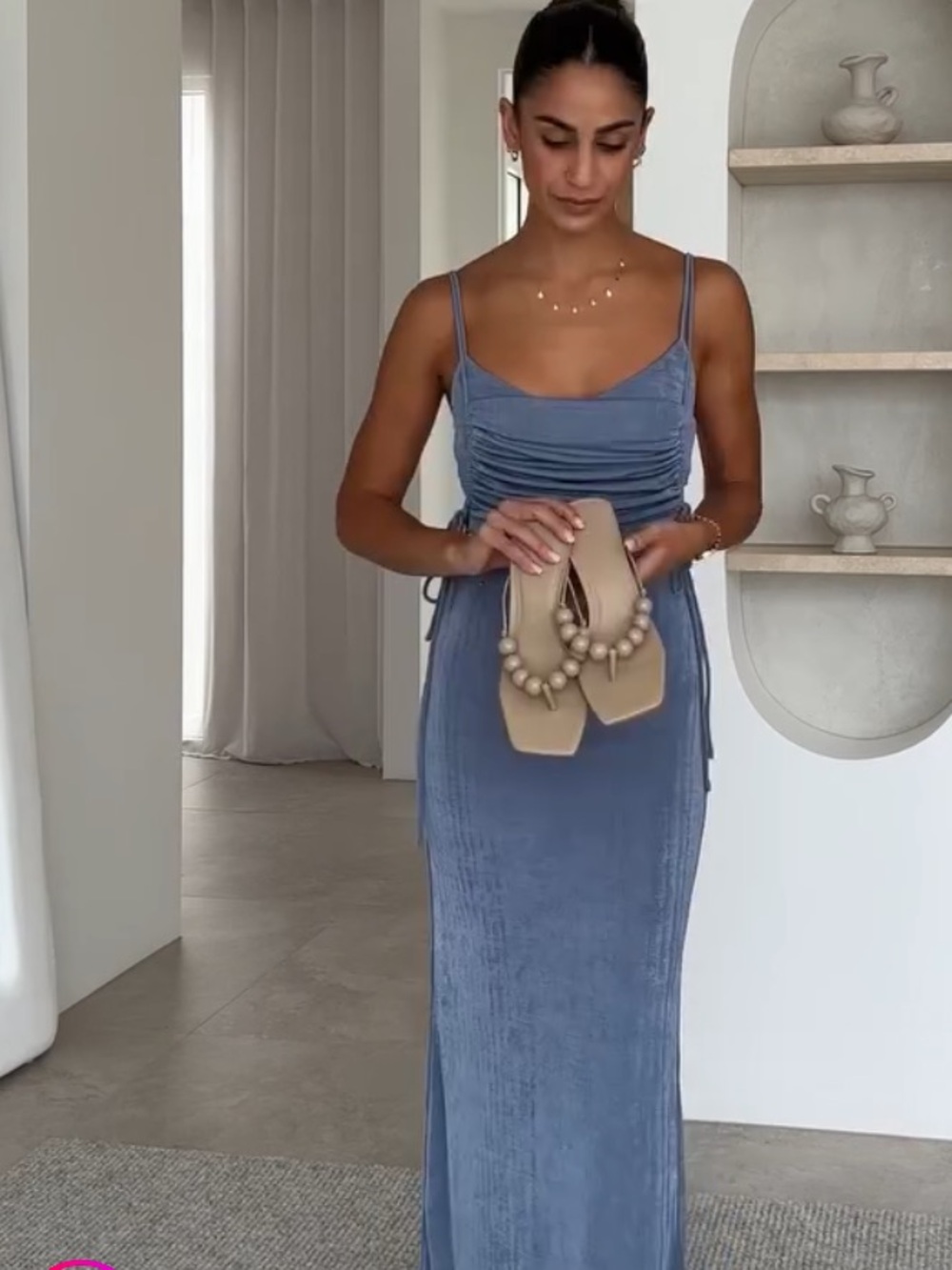 SABO Blue Ruched Slip Maxi Dress - Picture 2 of 6